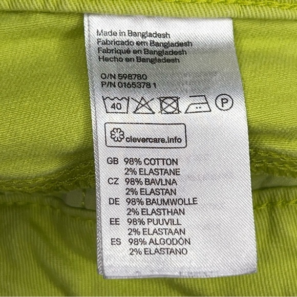 Size 10 H&M Lime Green Vibrant Shorts Stretch Cotton Blend Punk Goth - Picture 10 of 11